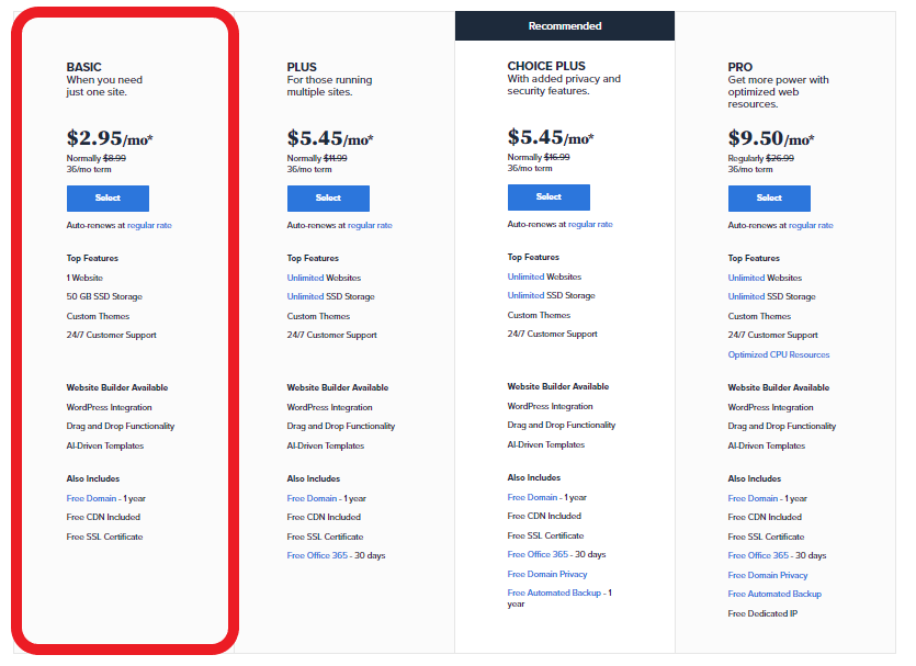 bluehost - basic package bluehost - basic package