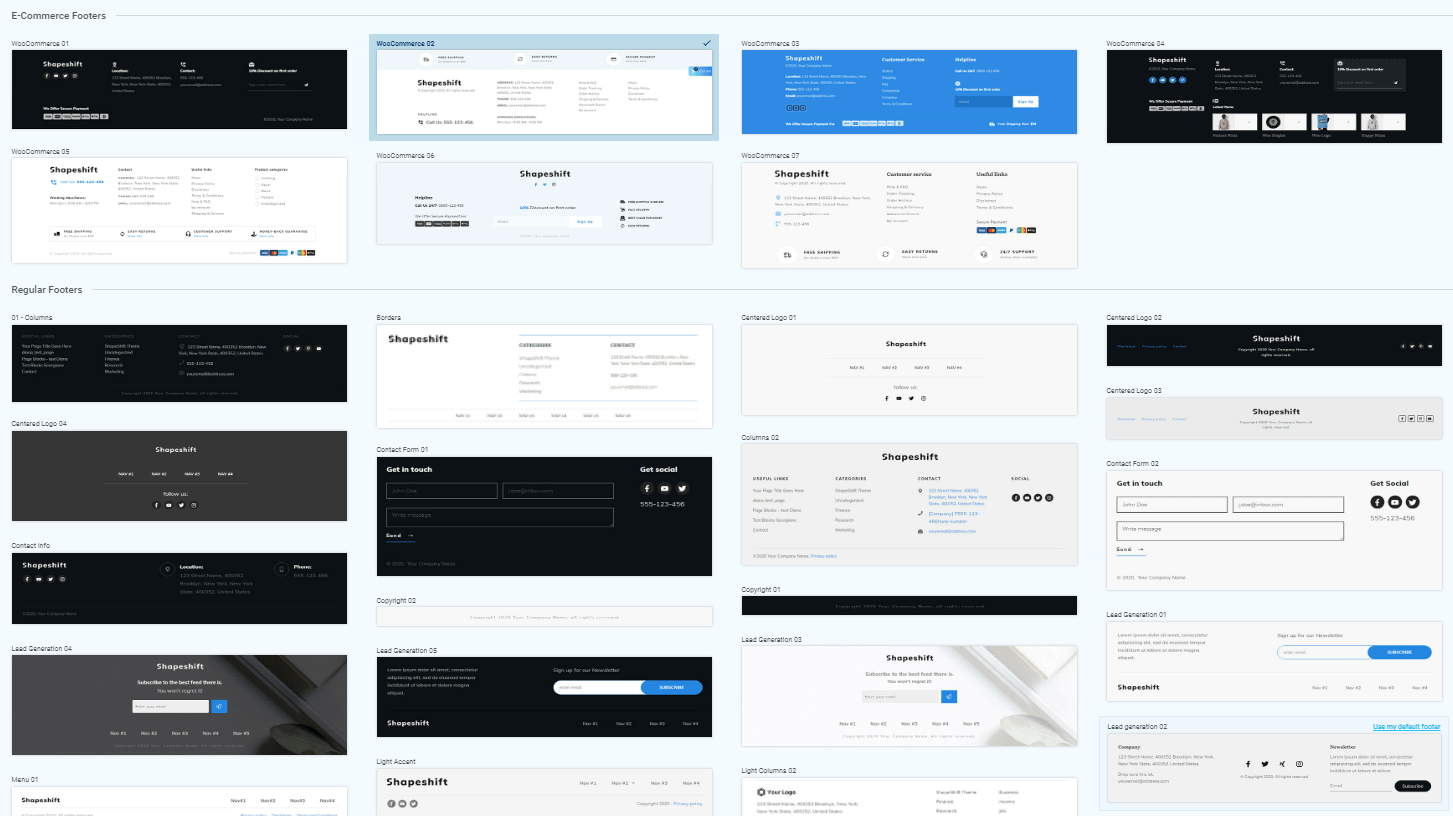 挑選 Shop footer 模板