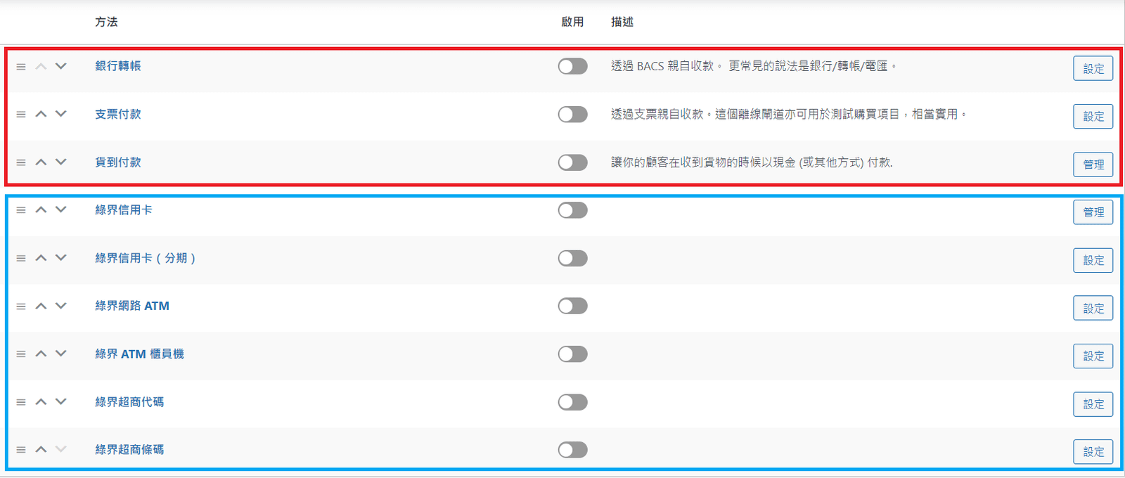 WooCommerce 付款設定1