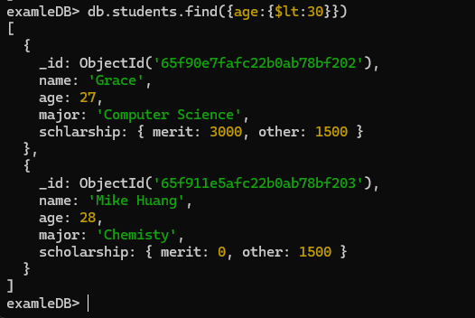 mongosh5 mongosh - Comparison Query Operators